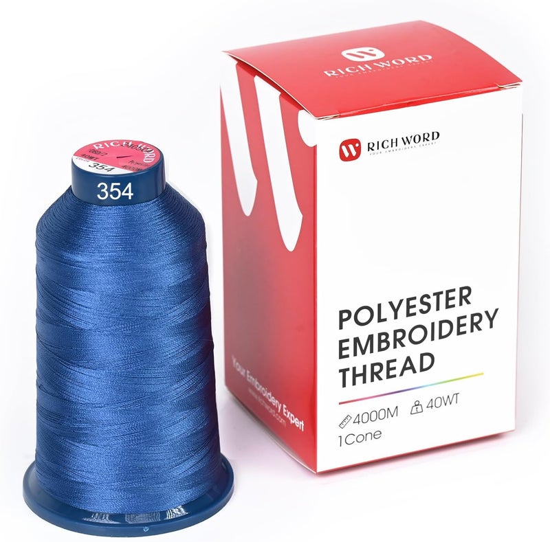 Poolin Richword Selected Blue Embroidery Thread 4000M(4374Y) 40WT Polyester Thread 100 Colors Selected for Commercial Multi Needles and Single Needle Embroidery Machine 0354 - Image 1